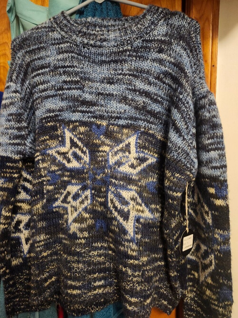 NWT COCOBLEU blue and black sweater